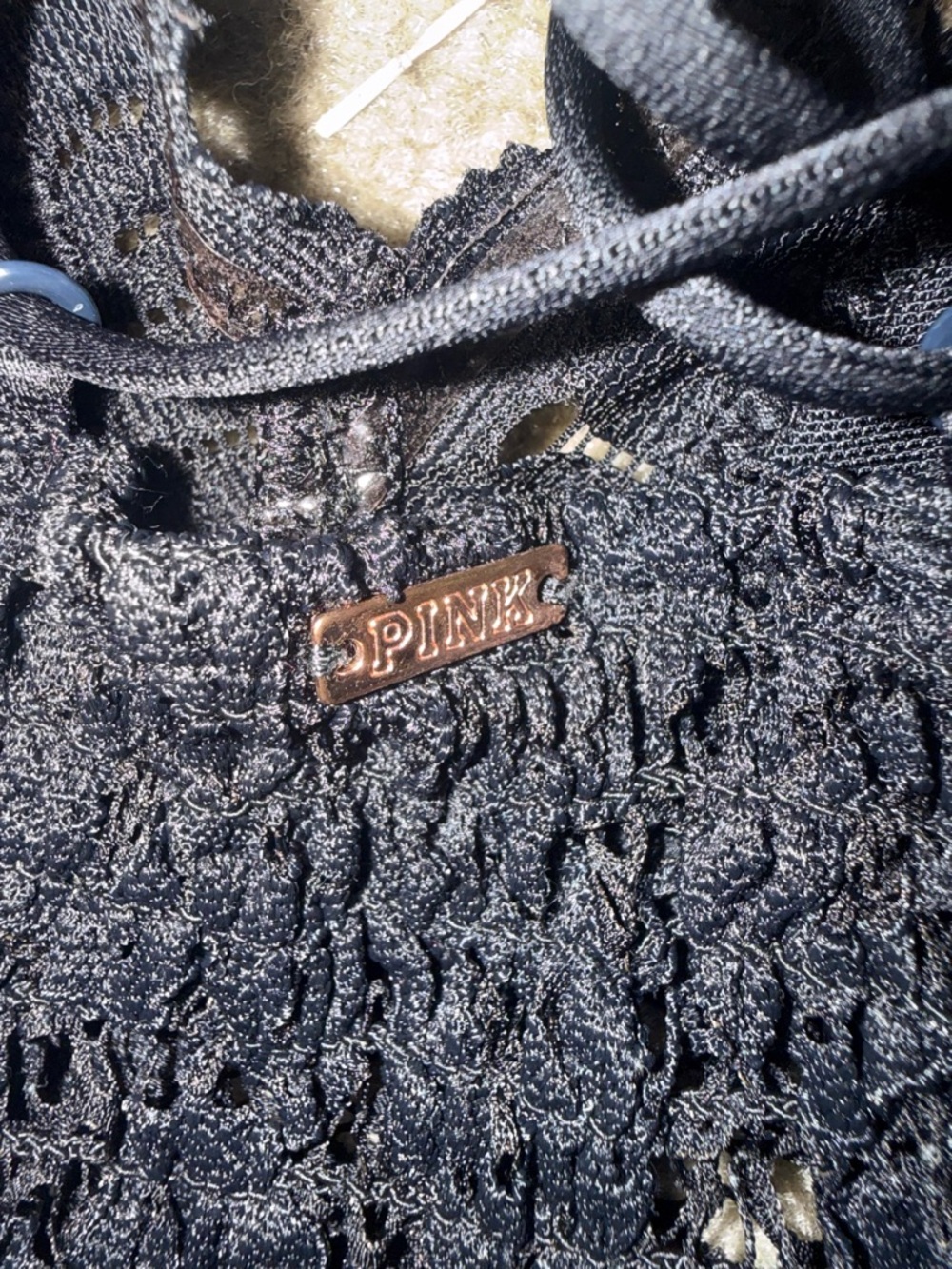 PINK Victoria's Secret Black Lace Bralette with Logo Plate - Picture 3 of 3